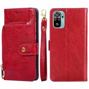 For Xiaomi Redmi Note 11 SE India / Poco M5S 4G Zipper Bag Leather Phone Case(Red)