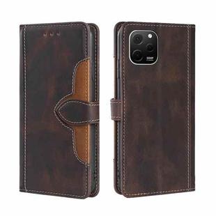 For Huawei nova Y61 Skin Feel Magnetic Buckle Leather Phone Case(Brown)