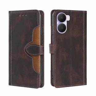 For Honor Play 40 Plus Skin Feel Magnetic Buckle Leather Phone Case(Brown)