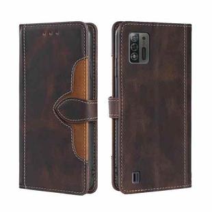 For ZTE Blade A52 Lite Skin Feel Magnetic Buckle Leather Phone Case(Brown)