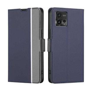 For Motorola Moto G72 4G Twill Texture Side Button Leather Phone Case(Blue)