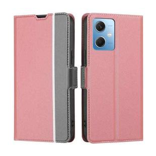 For Xiaomi Redmi Note 12 China Twill Texture Side Button Leather Phone Case(Pink)