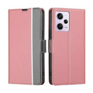 For Xiaomi Redmi Note 12 Pro 5G China Twill Texture Side Button Leather Phone Case(Pink)