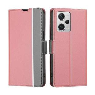For Xiaomi Redmi Note 12 Pro+ China Twill Texture Side Button Leather Phone Case(Pink)