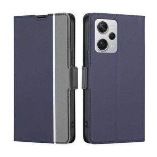 For Xiaomi Redmi Note 12 Pro+ China Twill Texture Side Button Leather Phone Case(Blue)