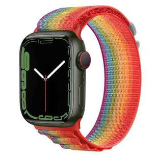 Silver Buckle Nylon Watch Band For Apple Watch Series 8&7 41mm / SE 2&6&SE&5&4 40mm / 3&2&1 38mm(Rainbow)