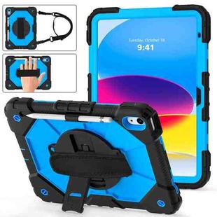For iPad 10th Gen 10.9 2022 Contrast Color Robot Shockproof Silicon + PC Tablet Protective Case(Black+Blue)