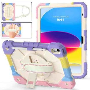 For iPad 10th Gen 10.9 2022 Contrast Color Robot Shockproof Silicon + PC Tablet Protective Case(Colorful Purple)