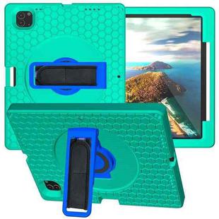 For iPad Pro 12.9 inch 2019 / 2021 / 2022 360 Rotation Stand EVA Hard PC Tablet Case with Strap(Glacier+Blue)