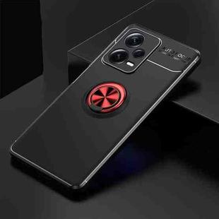 For Xiaomi Redmi Note 12 Pro+ China Metal Ring Holder 360 Degree Rotating TPU Phone Case(Black Red)