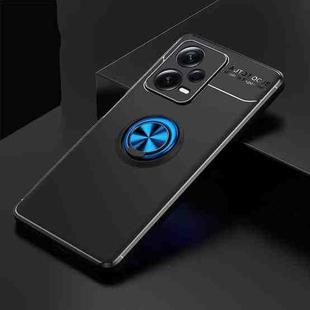 For Xiaomi Redmi Note 12 Pro+ China Metal Ring Holder 360 Degree Rotating TPU Phone Case(Black Blue)