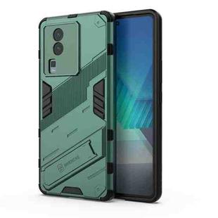 For vivo iQOO Neo7 Punk Armor 2 in 1 PC + TPU Phone Case with Invisible Holder(Green)