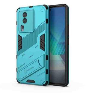 For vivo iQOO Neo7 Punk Armor 2 in 1 PC + TPU Phone Case with Invisible Holder(Blue)