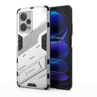 For Xiaomi Redmi Note 12 Pro+ China Punk Armor 2 in 1 PC + TPU Phone Case with Invisible Holder(White)