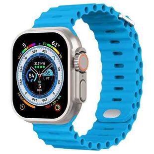Ocean Buckle Silicone Watch Band For Apple Watch Ultra 49mm / Series 8&7 45mm / SE 2&6&SE&5&4 44mm(Wave Blue)