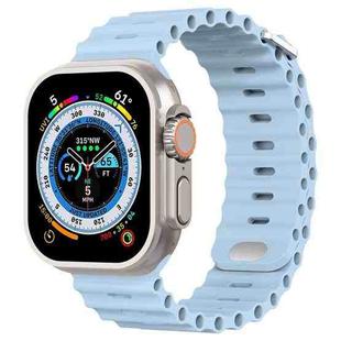 Ocean Buckle Silicone Watch Band For Apple Watch Ultra 49mm / Series 8&7 45mm / SE 2&6&SE&5&4 44mm(Blue Fog)