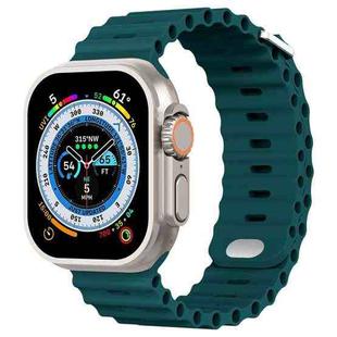 Ocean Buckle Silicone Watch Band For Apple Watch Ultra 49mm / Series 8&7 45mm / SE 2&6&SE&5&4 44mm(Teal Green)