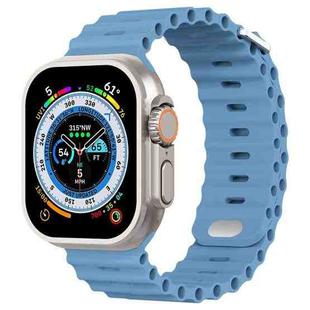 Ocean Buckle Silicone Watch Band For Apple Watch Ultra 49mm / Series 8&7 45mm / SE 2&6&SE&5&4 44mm(Denim Blue)