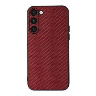 For Samsung Galaxy S23+ 5G Accurate Hole Carbon Fiber Texture PU Phone Case(Red)