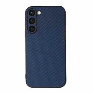 For Samsung Galaxy S23+ 5G Accurate Hole Carbon Fiber Texture PU Phone Case(Blue)