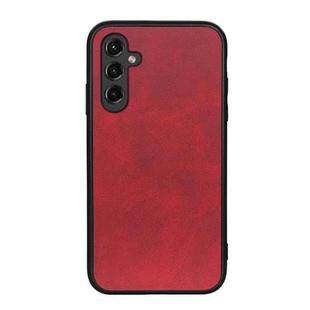 For Samsung Galaxy A14 5G Accurate Hole Two-color Calf Texture PU Phone Case(Red)