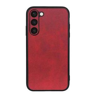 For Samsung Galaxy S23+ 5G Accurate Hole Two-color Calf Texture PU Phone Case(Red)