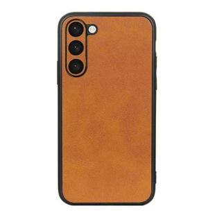 For Samsung Galaxy S23+ 5G Accurate Hole Two-color Calf Texture PU Phone Case(Brown)