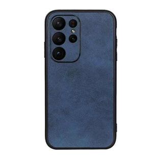 For Samsung Galaxy S23 Ultra 5G Accurate Hole Two-color Calf Texture PU Phone Case(Blue)