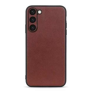 For Samsung Galaxy S23+ 5G Sheepskin Texture Genuine Leather Phone Case(Brown)