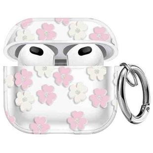 For AirPods 3 Glitter Four-color Flower Earphone Protective Case(Pink White)