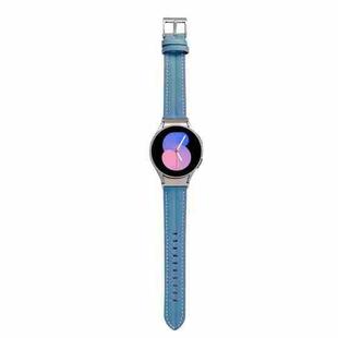 For Samsung Galaxy Watch5 40mm / 44mm Grooved Genuine Leather Watch Band(Blue)