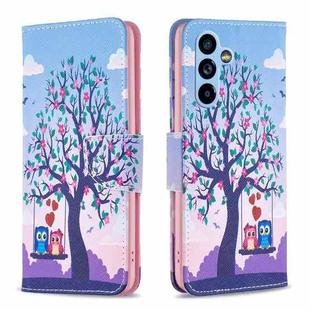 For Samsung Galaxy A54 5G Colored Drawing Pattern Leather Phone Case(Owl)