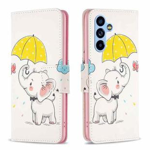 For Samsung Galaxy A54 5G Colored Drawing Pattern Leather Phone Case(Umbrella Elephant)
