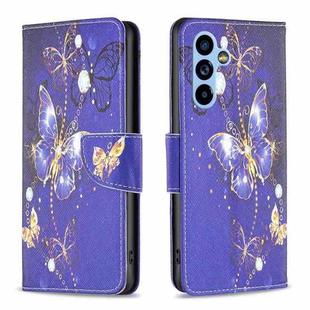 For Samsung Galaxy A54 5G Colored Drawing Pattern Leather Phone Case(Purple Butterfly)