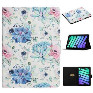 For iPad 10th Gen 10.9 2022 Flower Pattern Flip Leather Smart Tablet Case(Blue Flower On White)