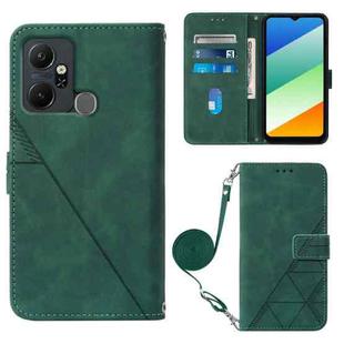 For Infinix Smart 6 Plus X6823 Crossbody 3D Embossed Flip Leather Phone Case(Dark Green)