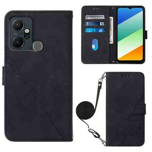 For Infinix Smart 6 Plus X6823 Crossbody 3D Embossed Flip Leather Phone Case(Black)
