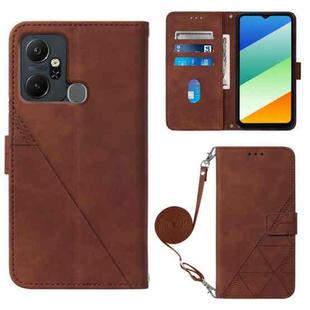 For Infinix Smart 6 Plus X6823 Crossbody 3D Embossed Flip Leather Phone Case(Brown)
