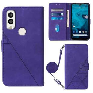 For Kyocera Android One S9 Crossbody 3D Embossed Flip Leather Phone Case(Purple)