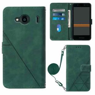 For Kyocera Qua Phone QX KYV42 Crossbody 3D Embossed Flip Leather Phone Case(Dark Green)