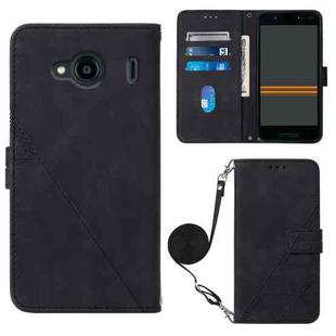 For Kyocera Qua Phone QX KYV42 Crossbody 3D Embossed Flip Leather Phone Case(Black)