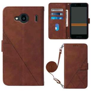 For Kyocera Qua Phone QX KYV42 Crossbody 3D Embossed Flip Leather Phone Case(Brown)