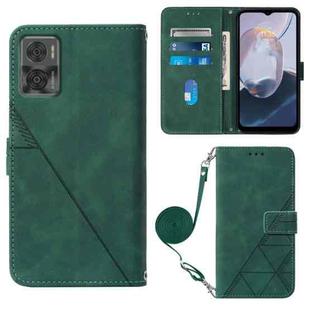 For Motorola Moto E22 4G / E22i 4G Crossbody 3D Embossed Flip Leather Phone Case(Dark Green)