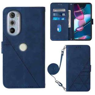 For Motorola Moto Edge 30 Pro / Edge+ 2022 Crossbody 3D Embossed Flip Leather Phone Case(Blue)