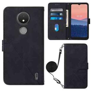 For Nokia C21 Crossbody 3D Embossed Flip Leather Phone Case(Black)