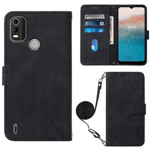 For Nokia C21 Plus Crossbody 3D Embossed Flip Leather Phone Case(Black)