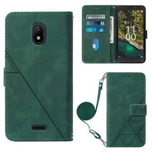 For Nokia C100 Crossbody 3D Embossed Flip Leather Phone Case(Dark Green)