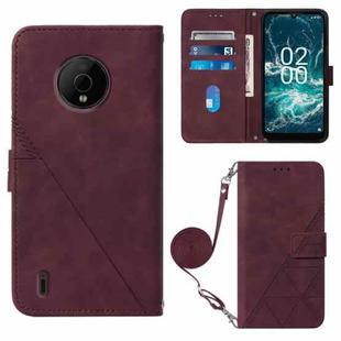 For Nokia C200 Crossbody 3D Embossed Flip Leather Phone Case(Wine Red)