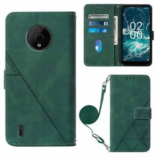 For Nokia C200 Crossbody 3D Embossed Flip Leather Phone Case(Dark Green)