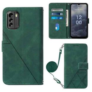 For Nokia G60 5G Crossbody 3D Embossed Flip Leather Phone Case(Dark Green)